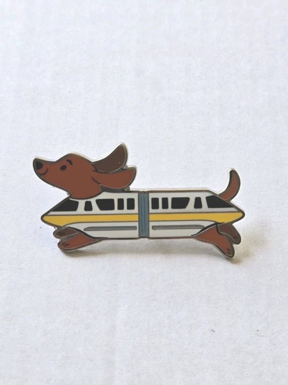 Brown Dachshund Monorail Enamel Pin - Cute Dog Travel Accessory - Picture 2 of 3